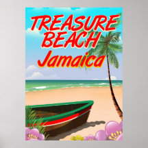 Poster de voyage Jamaïque sur la plage au trésor