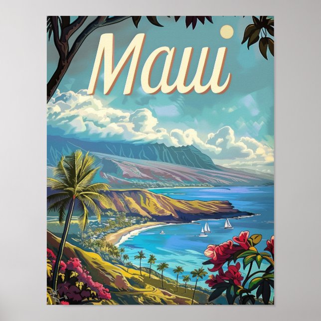 Poster de voyage Maui Hawaii Poster d'art Imprimer (Devant)