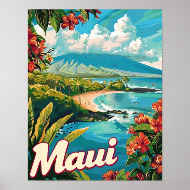 Poster de voyage Maui Hawaii Poster d'art Imprimer (Devant)