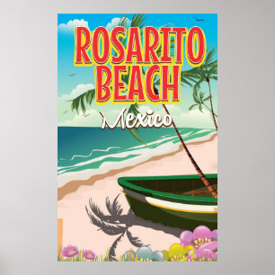 Poster de voyage mexicain de Rosarito Beach