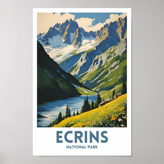Poster de voyage minimal du parc national Ecrins (Devant)