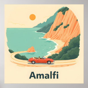 Poster de voyage minimaliste Amalfi Coast Beach Re