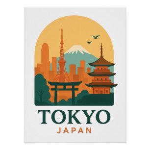 Poster de voyage minimaliste Tokyo Japon - Art mod
