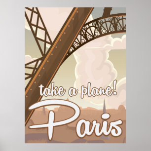 poster de voyage Paris Cartoon vintage
