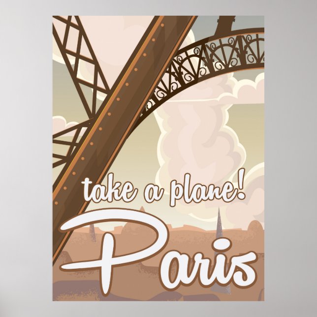 poster de voyage Paris Cartoon vintage (Devant)