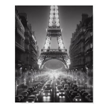 Poster de voyage Paris Tour Eiffel noir et blanc