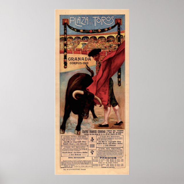 Poster de voyage pour la tauromachie vintage (Devant)