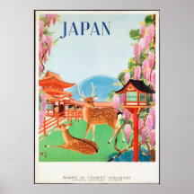 Poster de voyage pour les cerfs et la pagode japon