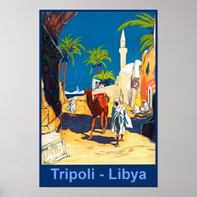 poster de voyage rétro Tripoli, Libye (Devant)