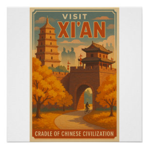 Poster de voyage Retro Xi’an - Ancien mur d’art ch