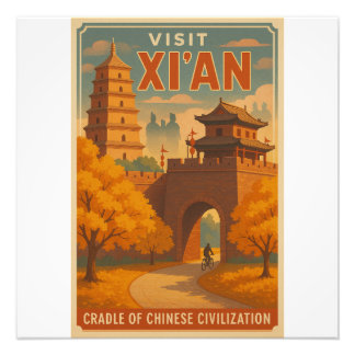 Poster de voyage Retro Xi’an - Ancien mur d’art ch