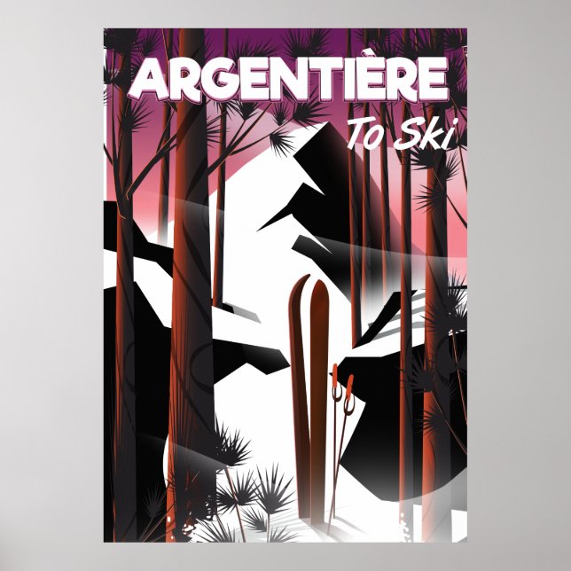 poster de voyage ski d'Argentière, France (Devant)