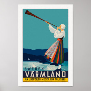 Poster de voyage Suède vintage, Retro Imprimer