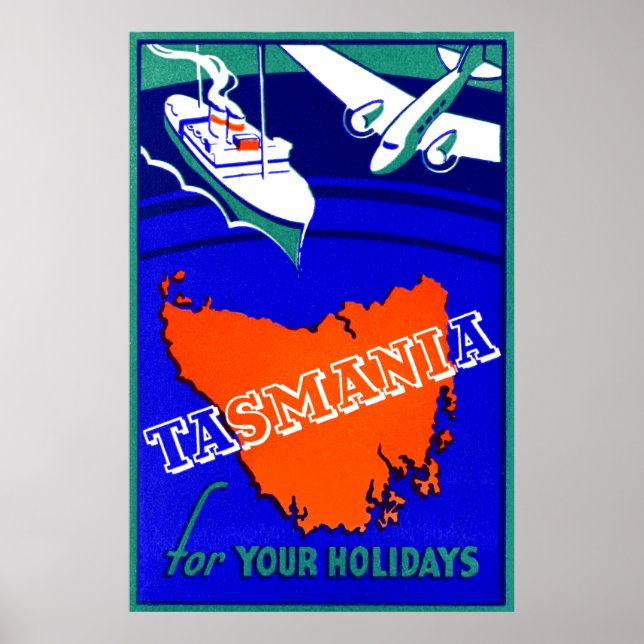 Poster de voyage Tasmanie 1930 (Devant)