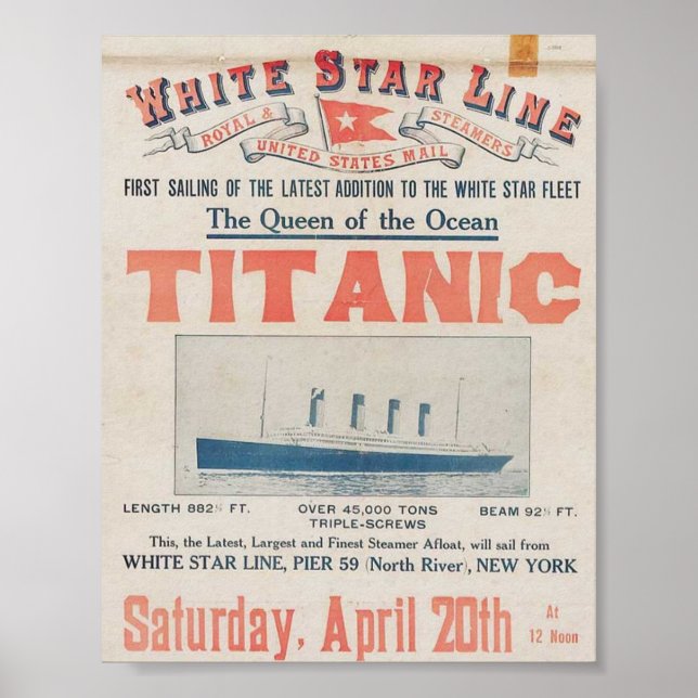 Poster de voyage Titanic vintage (Devant)