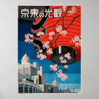 Poster de voyage Tokyo Japon des années 1930 vinta