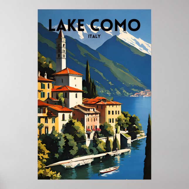 Poster de voyage traditionnel sur le lac de Côme I (Devant)