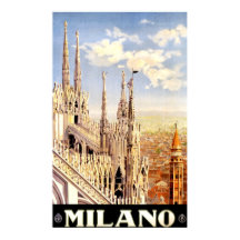 Poster de voyage vintage 1920 Duomo di Milano Ital