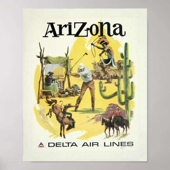 Poster de voyage vintage Arizona Avion (Devant)