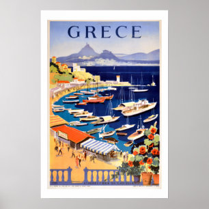 Poster de voyage vintage Athènes Grèce