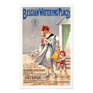 Poster de voyage vintage Belgium Beaches