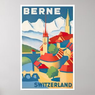 Poster de voyage vintage Berne Suisse