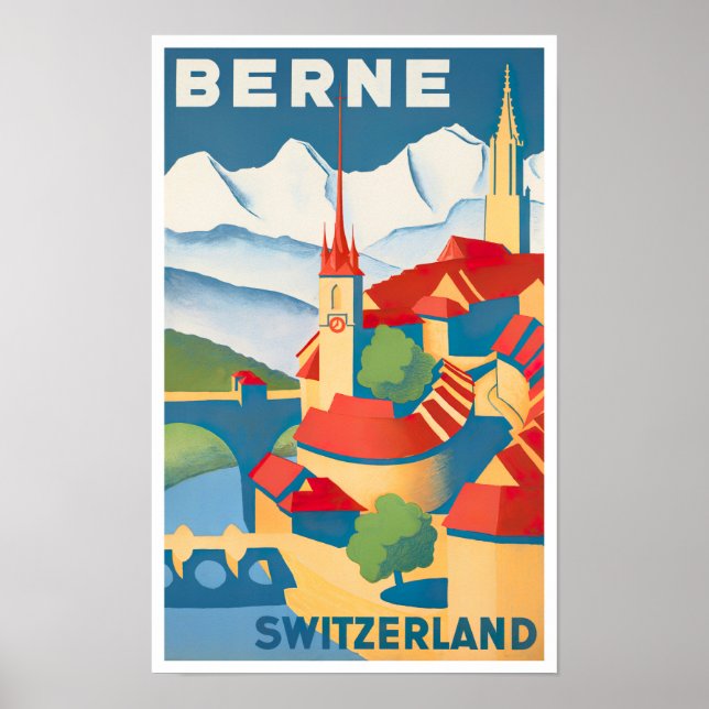 Poster de voyage vintage Berne Suisse (Devant)