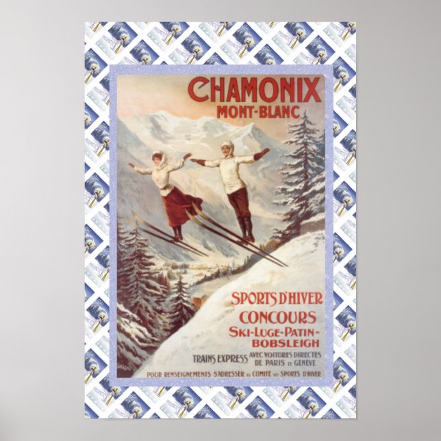 Poster de voyage vintage, Chamonix, Mont Blanc, (Devant)