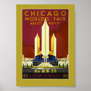 Poster de voyage vintage Chicago 1933 Worlds Fair