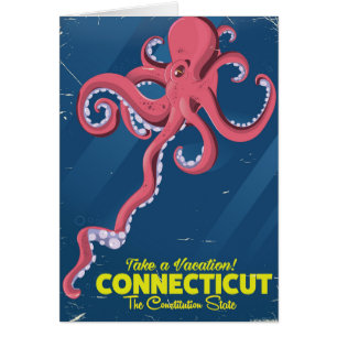 Poster de voyage vintage Connecticut USA Octopus