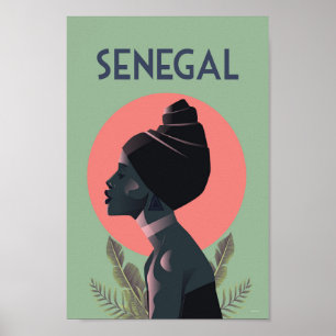 poster de voyage vintage d'Afrique du Sénégal