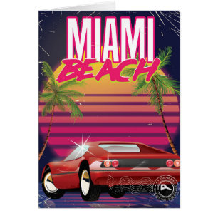 poster de voyage vintage de la plage de miami
