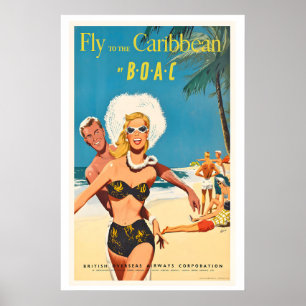 Poster de voyage vintage des Caraïbes