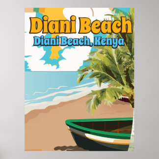 Poster de voyage vintage Diani Beach Kenya.