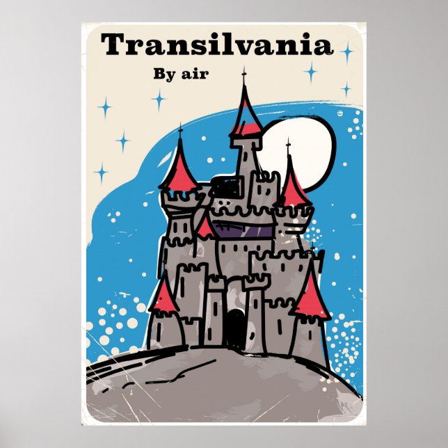 poster de voyage vintage du château de Transylvani (Devant)