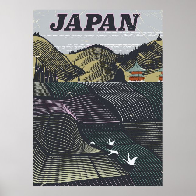 Poster de voyage vintage du paysage japonais (Devant)