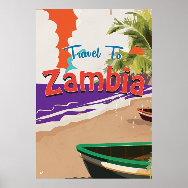 poster de voyage vintage en Zambie (Devant)