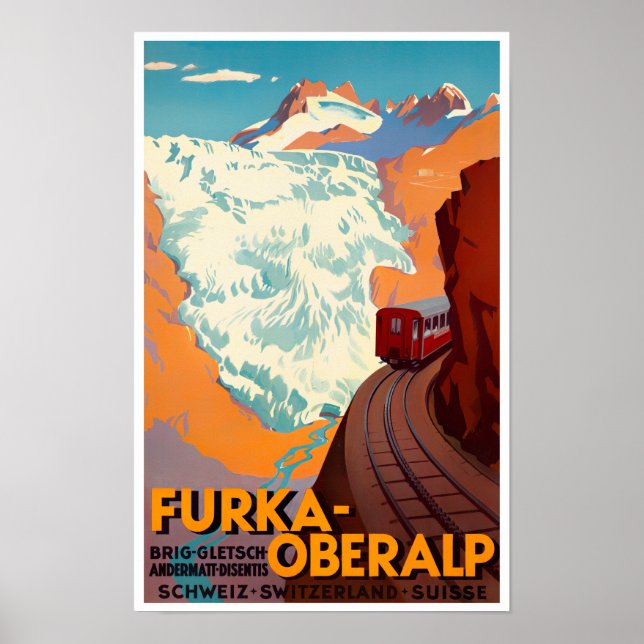 Poster de voyage vintage Furka Pass Suisse (Devant)