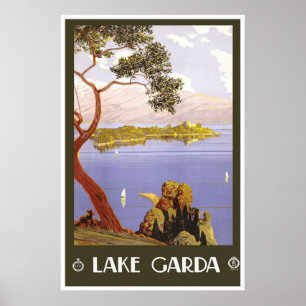 Poster de voyage Vintage italien "Lake Garda"