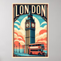 Poster de voyage vintage Londres Angleterre
