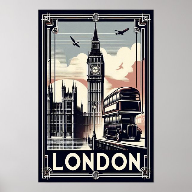 Poster de voyage vintage Londres Angleterre (Devant)