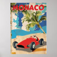 POSTER DE VOYAGE vintage MONACO RACING