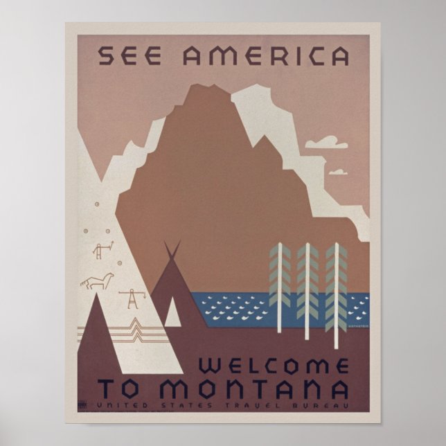 Poster de voyage vintage Montana America (Devant)