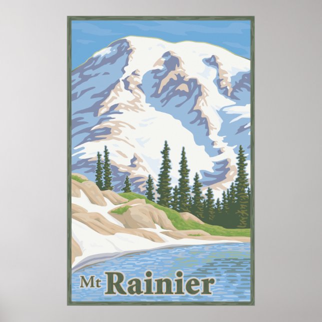 Poster de voyage vintage Mount Rainier (Devant)