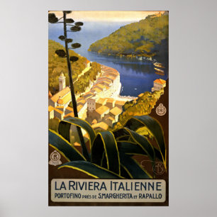 Poster de voyage vintage Portofino Riviera Italie
