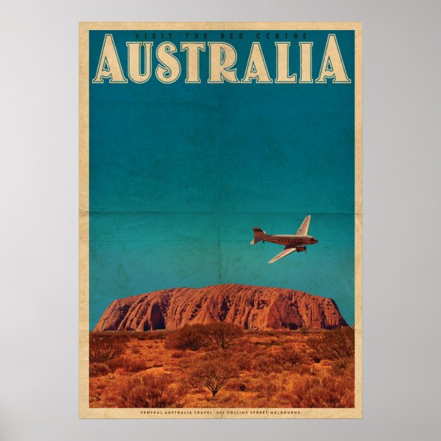 Poster de voyage vintage Red Centre Australie (Devant)