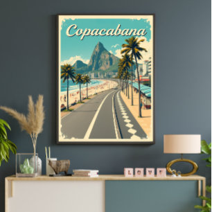 Poster de voyage vintage Retro - Plage de Copacaba