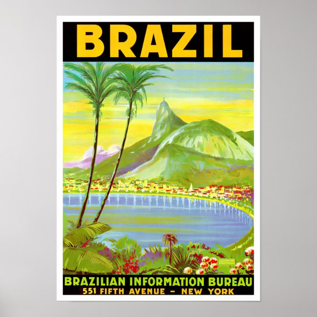 Poster de voyage vintage Rio de Janeiro Brasil (Devant)