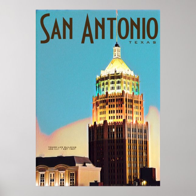 Poster de voyage vintage San Antonio (Devant)
