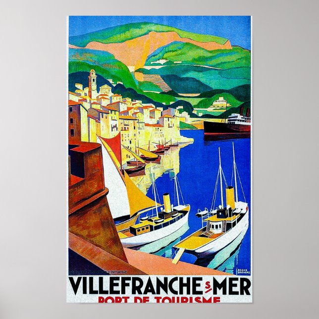 Poster de voyage vintage Villefranche-sur-Mer Fran (Devant)